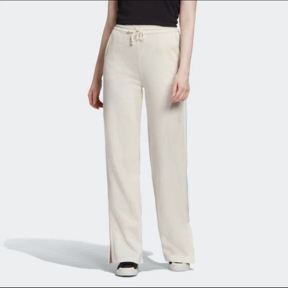 NWT 《 Adidas 》chalk white bling sweatpants y2k flare rhinestone slit hem XL - Picture 13 of 13